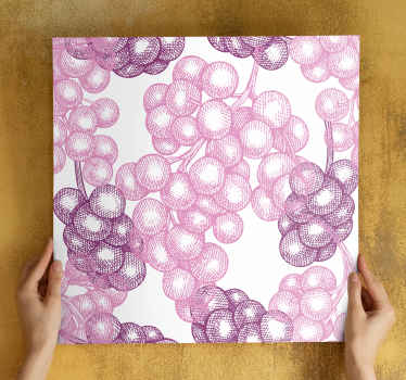 手绘粉色和紫色葡萄水果画布 - TenStickers