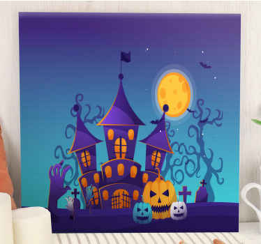 Strašidelný hřbitov s dýňovým moderním plátnem - TenStickers