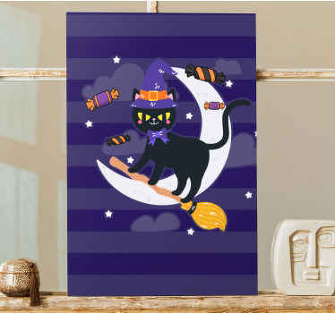 Kediler kanvas tablo siyah kedi cadısı - TenStickers