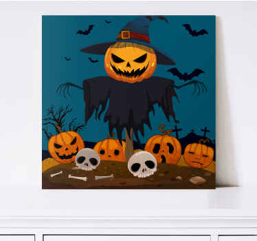 Tableau dinosaures exposition sinistre de citrouilles - TenStickers