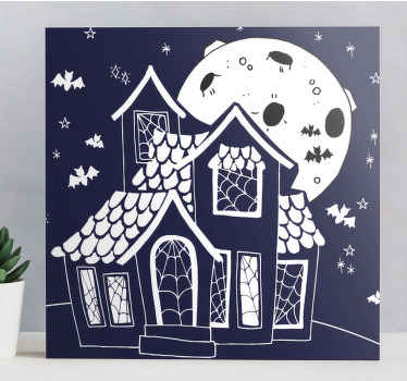 Cuadro moderno Casa embrujada azul y blanca - TenVinilo