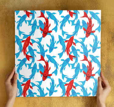 Wandbild Fische Rote fische schwimmen aquarell - TenStickers