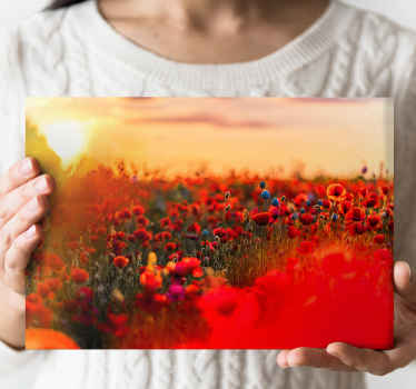 Färgglada fältfärger landskapcanvas tavla - Tenstickers