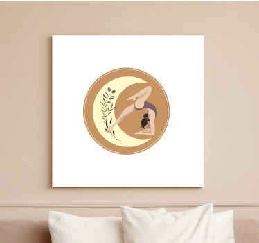 Cuadro casa Ilustración de pose de yoga con luna - TenVinilo