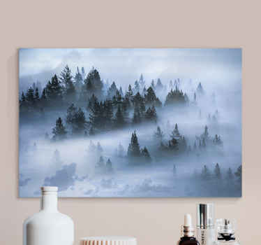 Cloudy pines aesthetic print landscape canvas - TenStickers