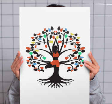 Cuadro casa Pose de árbol de yoga colorido - TenVinilo