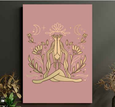 Yoga pose with lotus flower canvas art prints - TenStickers