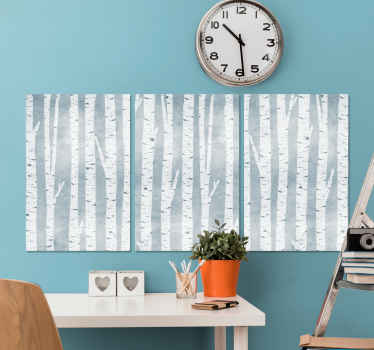 Conjunto de tela de parede estilo nórdico de bétula, esses designs são exclusivos e elegantes para sua casa, você pode usá-los na sala de estar.