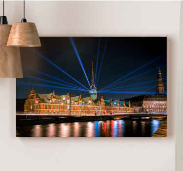 Københavns tivoli om natten lærredstryk - TenStickers