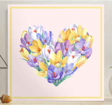 Cuadro de flores Diseño de corazón de flor de azafrán - TenVinilo