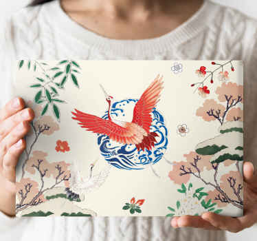 Chinoiserie rødt retro lærred - TenStickers
