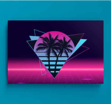 Vaporwave stil palme retro lærred - TenStickers