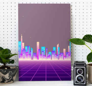 Cuadro vintage 80 ciudad futurista vaporwave - TenVinilo