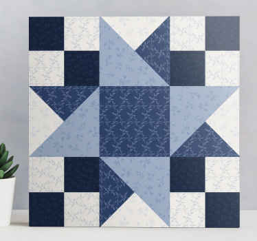 Lapptäcke blå stjärna design geometriskcanvas tavla - Tenstickers