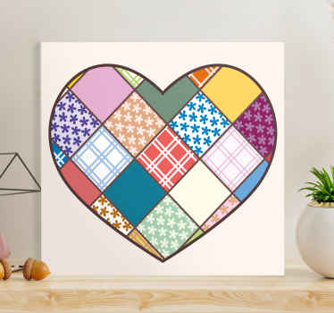 Cuadro vintage Patrón de corazón colorido patchwork - TenVinilo
