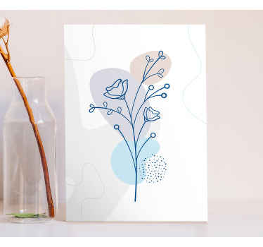 Blue art flower and leaves canvas art prints - TenStickers