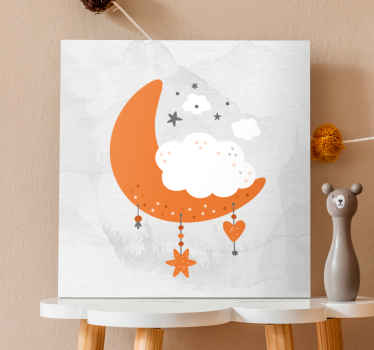 Cuadro en arte Luna minimalista y nubes - TenVinilo
