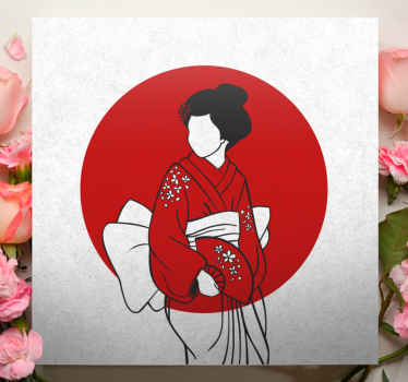 Minimalistiske asiatisk kvinde kontorvægprint - TenStickers