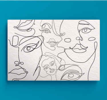 极简主义面孔艺术线条现代画布 - TenStickers