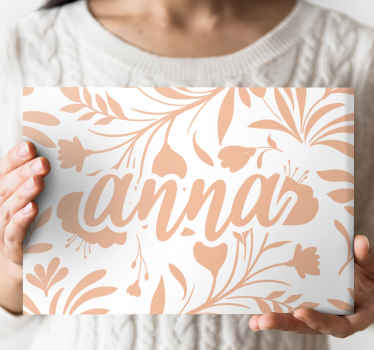 Vaaleanpunainen vintage-lehtikuvio kasvi canvas - Tenstickers