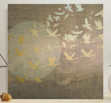 Zlaté orientálne slnko s vtákmi elegantné obrazy na stenu - Tenstickers