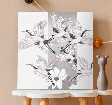 Cuadro en arte Raya artística de aves orientales - TenVinilo