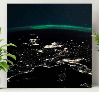 Dünya haritası tablo hava görünümü gece - TenStickers