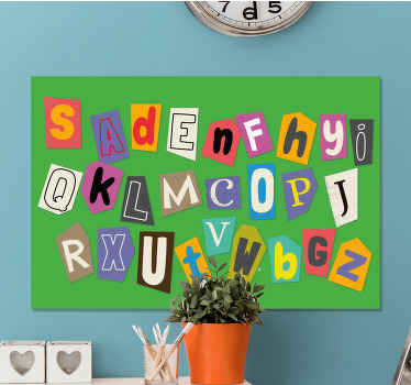 Cuadro moderno Letras de colores fondo verde - TenVinilo