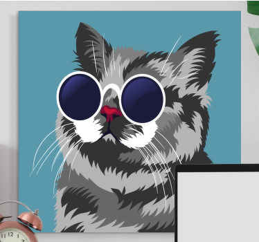 一只灰猫现代画布的有趣画作 - TenStickers