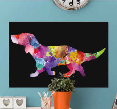 黑色现代画布上的彩色狗画 - TenStickers