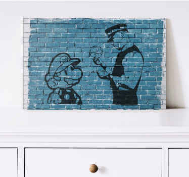 Cuadro moderno Hombre policía con setas y mario - TenVinilo