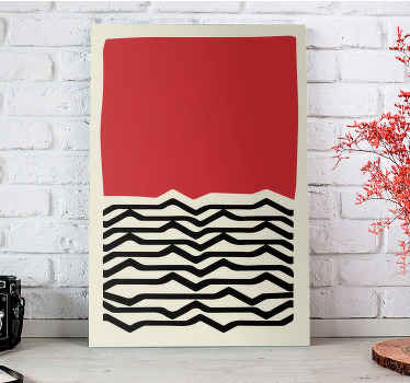 Red painting with irregular black lines canvas - TenStickers