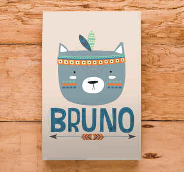 Blue nordic cat with name personalised canvas - TenStickers