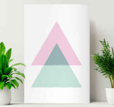 Wandbild Wohnzimmer Blaue und rosa Wandtapete dreiecke - TenStickers