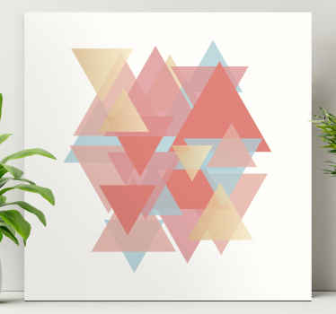 Cuadro para salón Triángulos rosados y dorados - TenVinilo