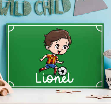 Cuadro personalizable Niño futbolista con nombre - TenVinilo