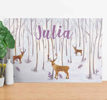 Płótno Skandynawski zimowy las ze zwierzętami - TenStickers