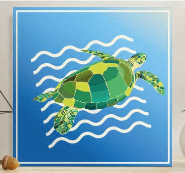 Cuadro animales Tortuga verde de animales geométricos - TenVinilo