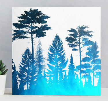 Kanvas träd silhuett skogsscen - Tenstickers