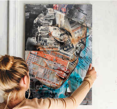 Kunst auf Leinwand Frauengesicht auf zeitungen - TenStickers