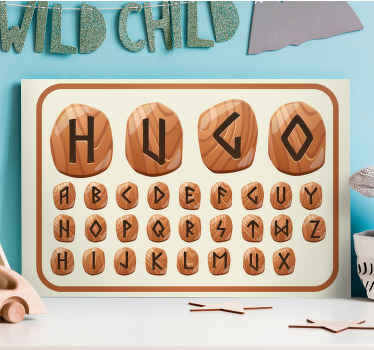 Viking alfabetet barn personlig canvas - Tenstickers