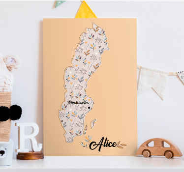 Personlig barnkarta över sverige canvas - Tenstickers