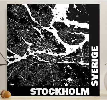 Karta över stockholm city canvastavlor - Tenstickers
