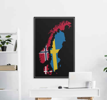 Karta över skandinavien nordiska canvastavlor - Tenstickers