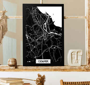 Obraz z miastem Mapa topograficzna gdańska - TenStickers