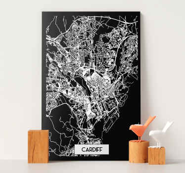 Cardiff Topographic Map city canvas prints - TenStickers