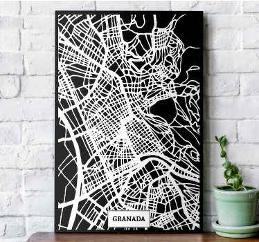 Cuadro ciudades con Mapa topográfico de Granada - TenVinilo