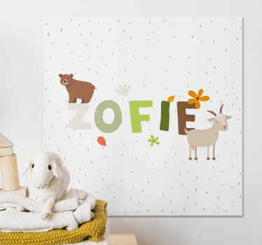 Obraz s menom a zvieratkami - Tenstickers