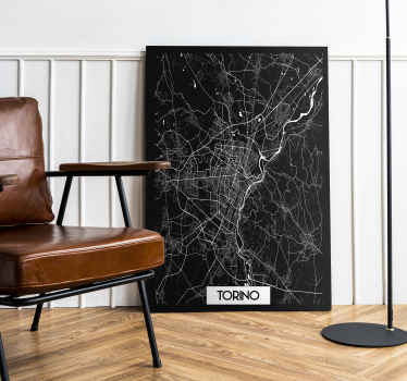 Quadro città e paesi Torino mappamondo - TenStickers