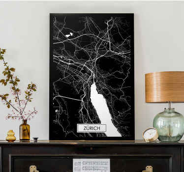 Tableau Carte topographique ville Suisse - TenStickers